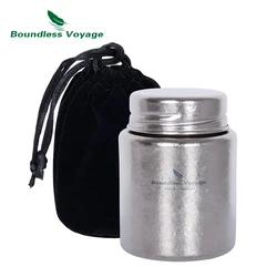 Boundless Voyage Titanium Tea Caddy Mini Canister Ultralight Tin Jar for Coffee Seasoner Ice Flower Craft Tin Storage Container