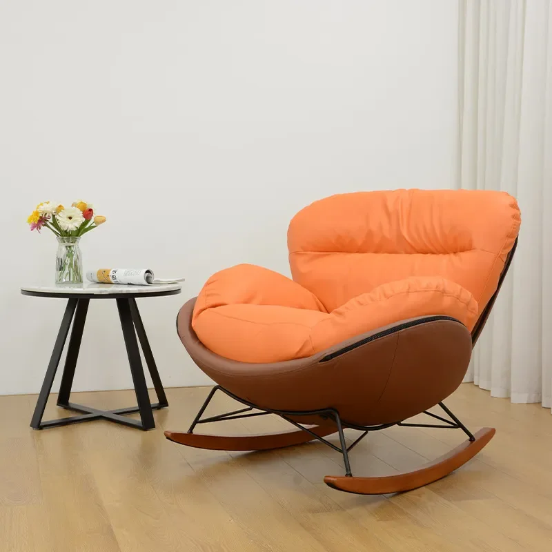 Italian Style Single Sofa Modern Simple Reclining Chair for Living Room Balcony Home Furniture Rocking Chair