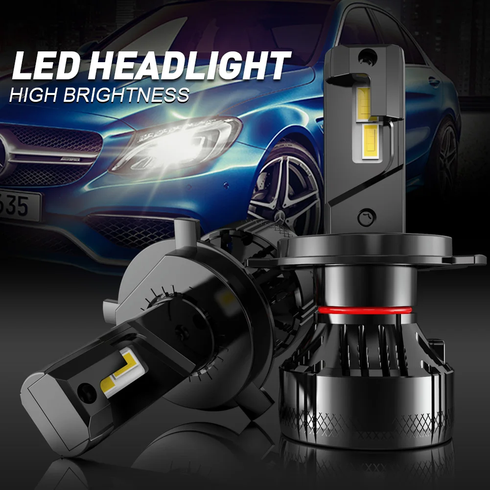 2x High Power H4 LED Headlight 1:1 Mini Size Headlamp 6500K White Car Lamps Super Bright Plug and Play Car Headlight Bulbs 12V