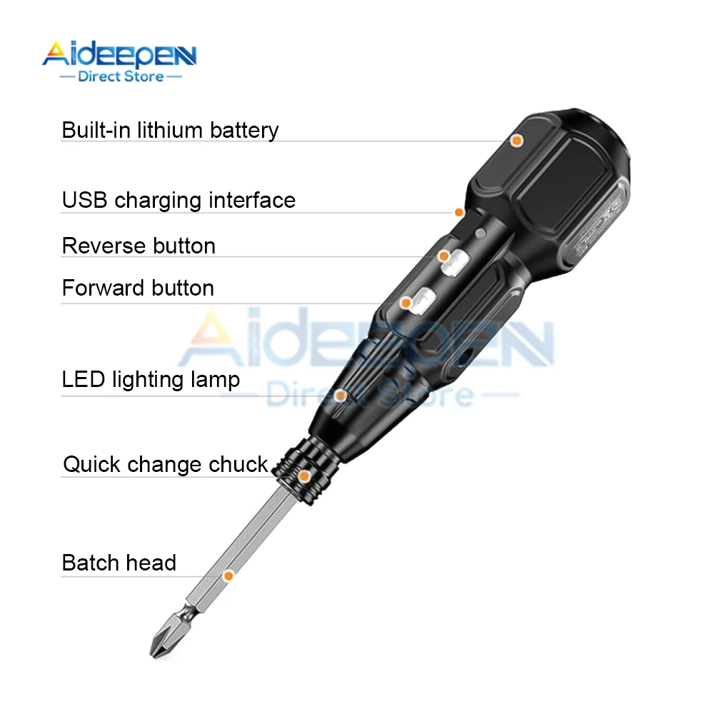 DC 3.6V Household Mini Electric Screwdriver Handle Charging Straight Rod Anti-slip Drill For Household Electricity Accessories