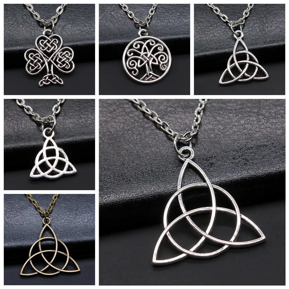 Triquetra Symbol Lucky Amulet Jewelry Gift Men's Black Irish Triquetra Knot Pendant Necklace