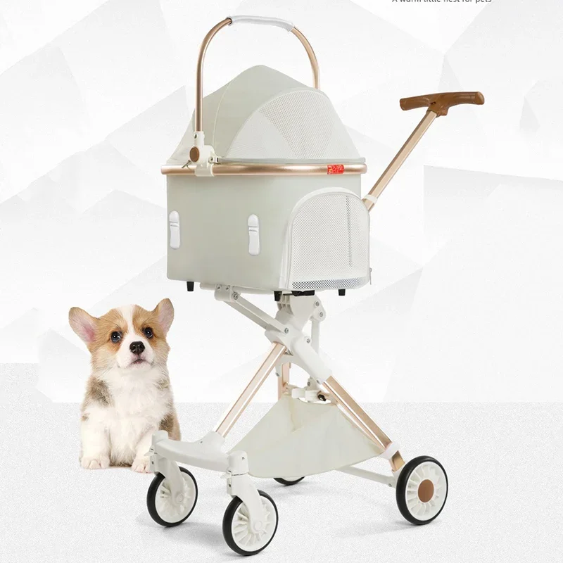 

Deposit Price Lightweight Four-wheel Pet Stroller Foldale Cat Stroller Portale Multifunctional Carrying Basket Outdoor Travel Pe