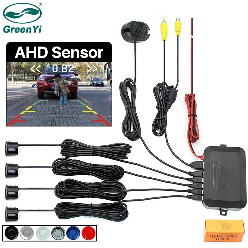 GreenYi AHD 자동차 비디오 주차 센서 모니터 카메라 시스템 용 역방향 백업 레이더 지원 감지기 22mm 보안 반전