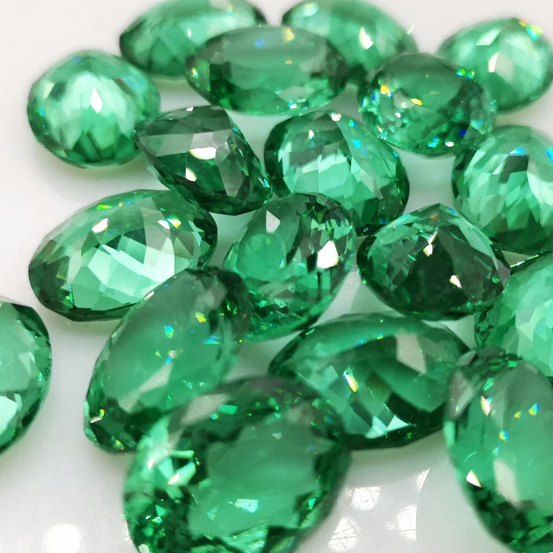 

Oval Shape Synthetic Nanocrystal Green Color Loose Gemstones Multiple Sizes Nano Stones Heat Resistant For Jewelry Making