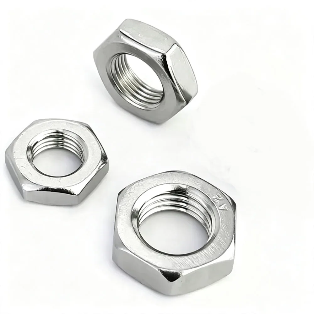 DIN439 GB6173 Hex Thin Nuts 1/4 5/16 3/8 7/16 1/2  to 3/4 UNF Thread SUS304 / SUS316 Stainless Steel Hex Ultra-thin Nut