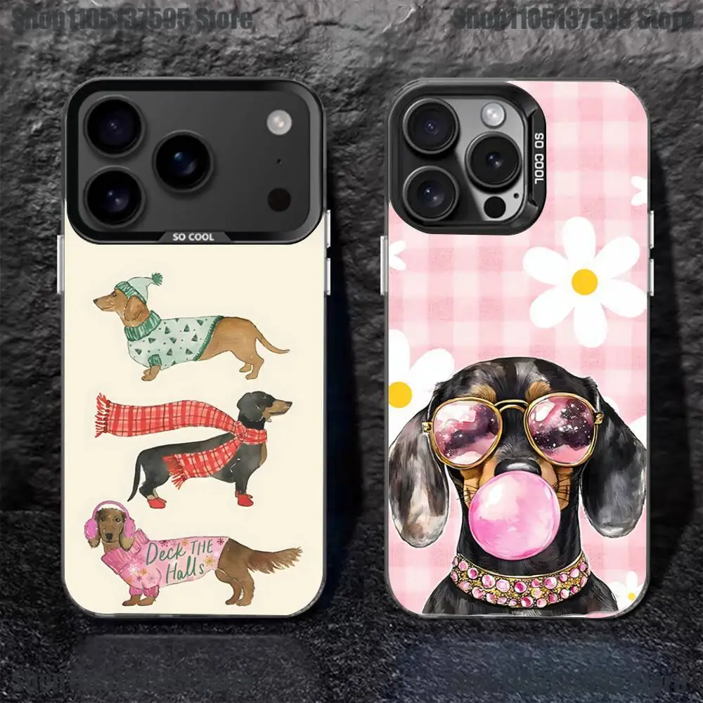 

Dachshund Sausage Dog Puppy Phone Case For iPhone 17,16,15,14,13,12,11,Pro,XS,Max,Plus,Mini,SE4,E Black Matte Shockproof Cover
