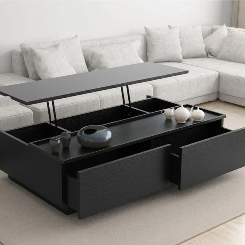 Modern Minimalist Coffee Table Minimalist Luxury Square Combination High End Tea Table Drawers Storage Wood Furniture