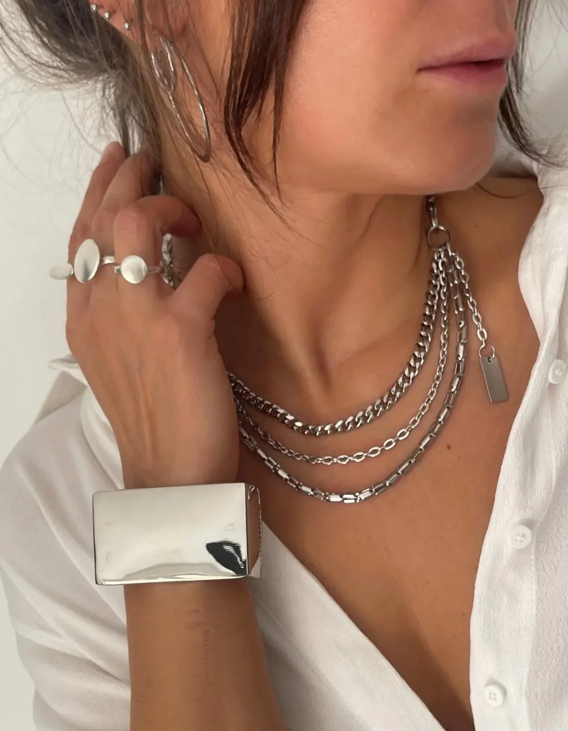 HangZhi Punk Rectangle Geometric Cuff Bracelet for Women Men Stacked Wear Statement Oversize Bangles Chunky Charms Jewelry