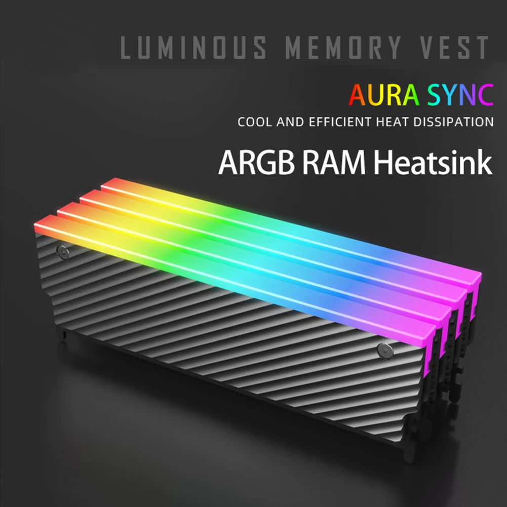 5V 3PIN ARGB RAM Heatsink Radiator Cooler with Thermal Silicone Pad Memory Heat Sink for DDR2 DDR3 DDR4 DDR5 Desktop Computer