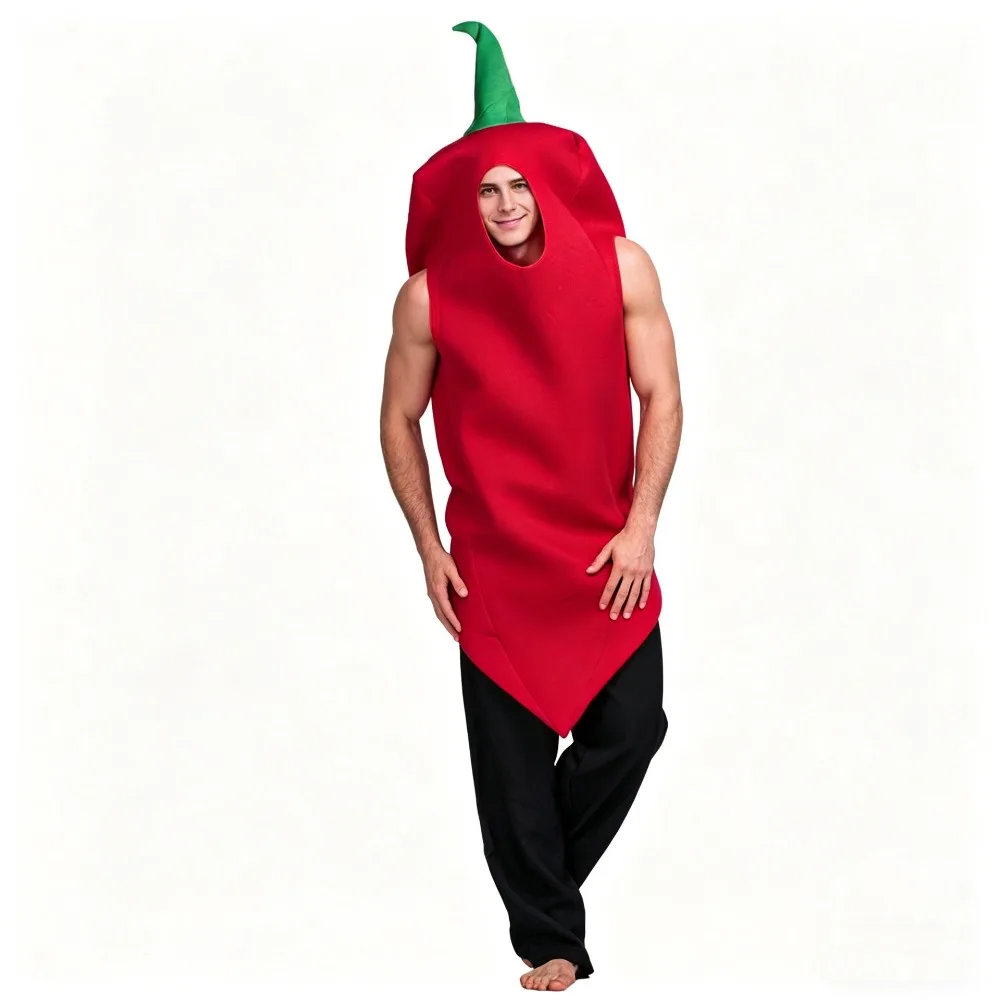 Novelty Vegetable Chili Costume Halloween Cosplay Outfit Carnival Party Performance Dress