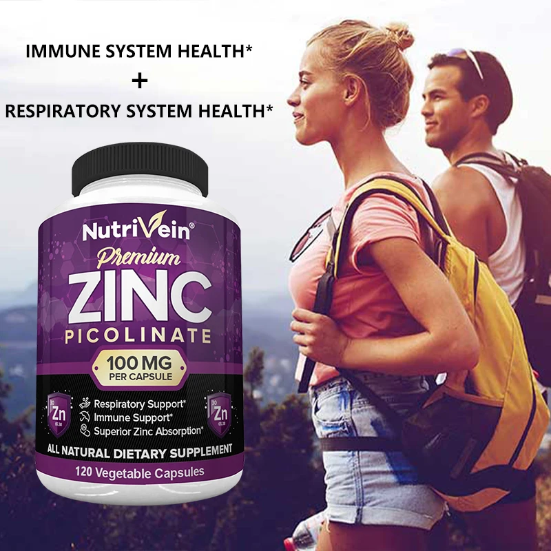 Zinc Picolinate 100 Mg - Immune Defense Strengthens The Immune System and Cell Regeneration - Absorption of Essential Elements