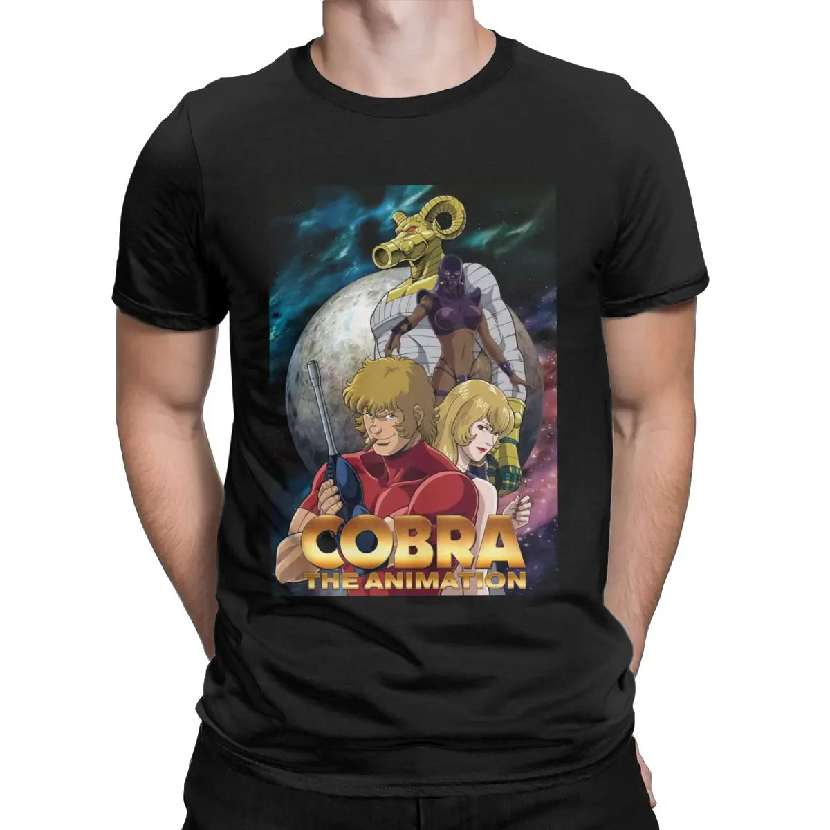 Space Adventure Cobra T Shirts for Men 100% Cotton Vintage T-Shirts Crew neck Tees Short Sleeve Clothes Birthday Gift