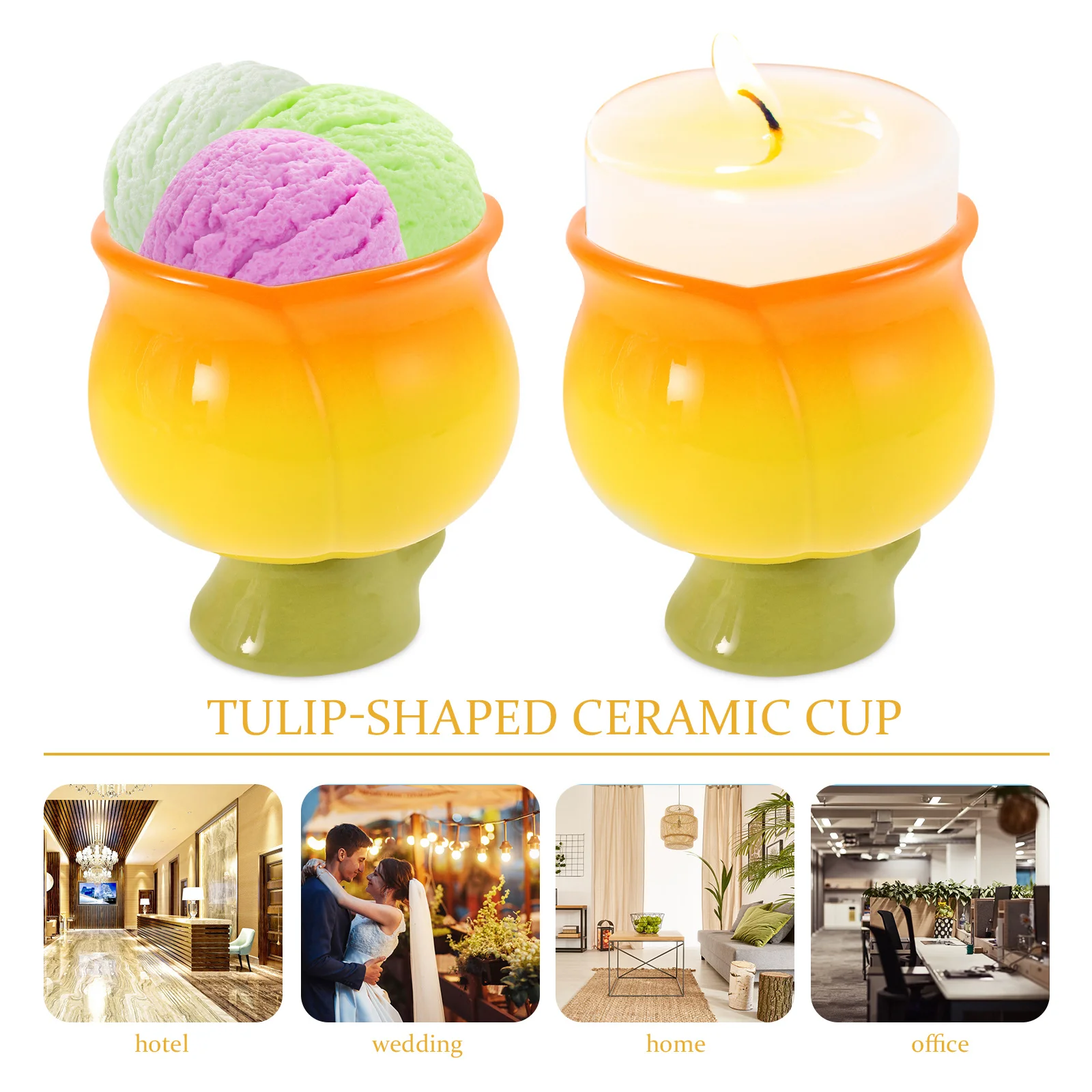 

Creative High Footed Tulip Ceramic Ice Cream Cup Dessert Mug Holder Floral Coffee Cup Ceramic Tulip Coffee Mug