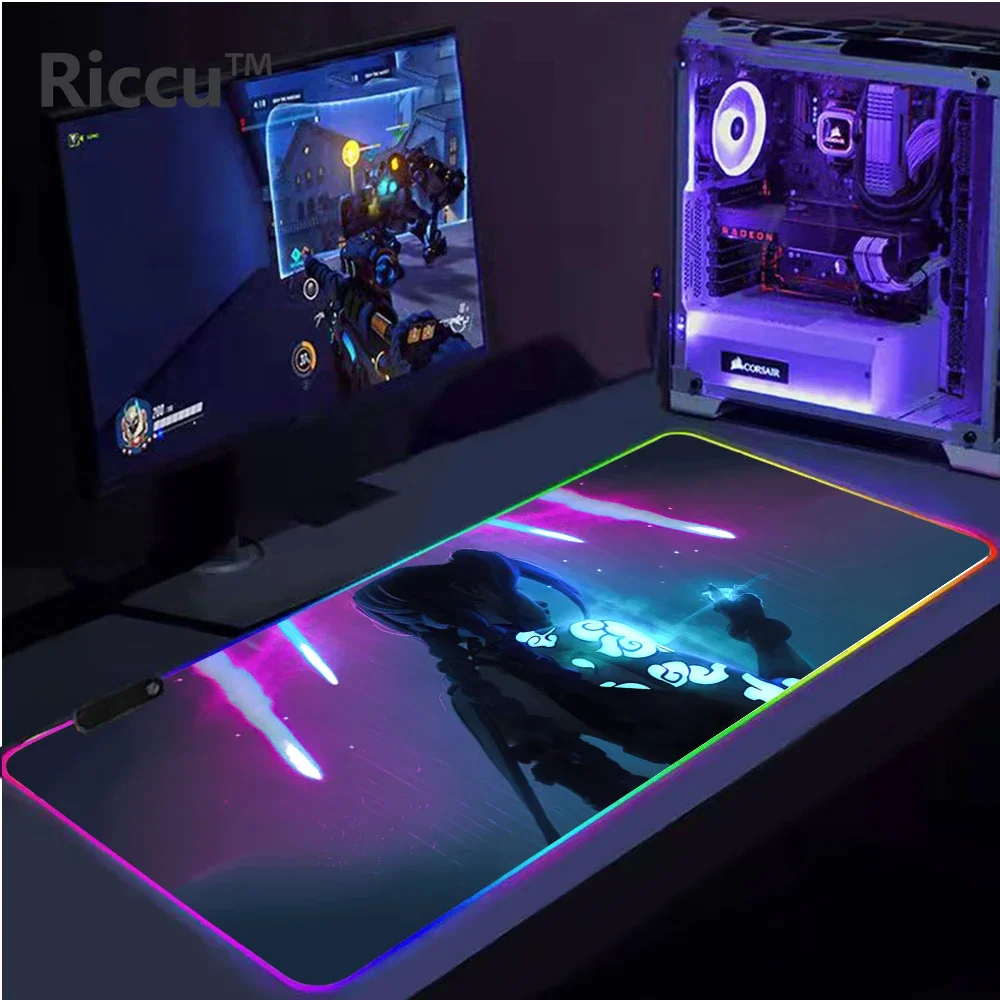 

RGBMouse Pad Gamer Arcane Desk Mat Large Mousepad Gamer Accessories PC Computer Keyboard Desk Pad ALeague of Legends Jinx Rubber