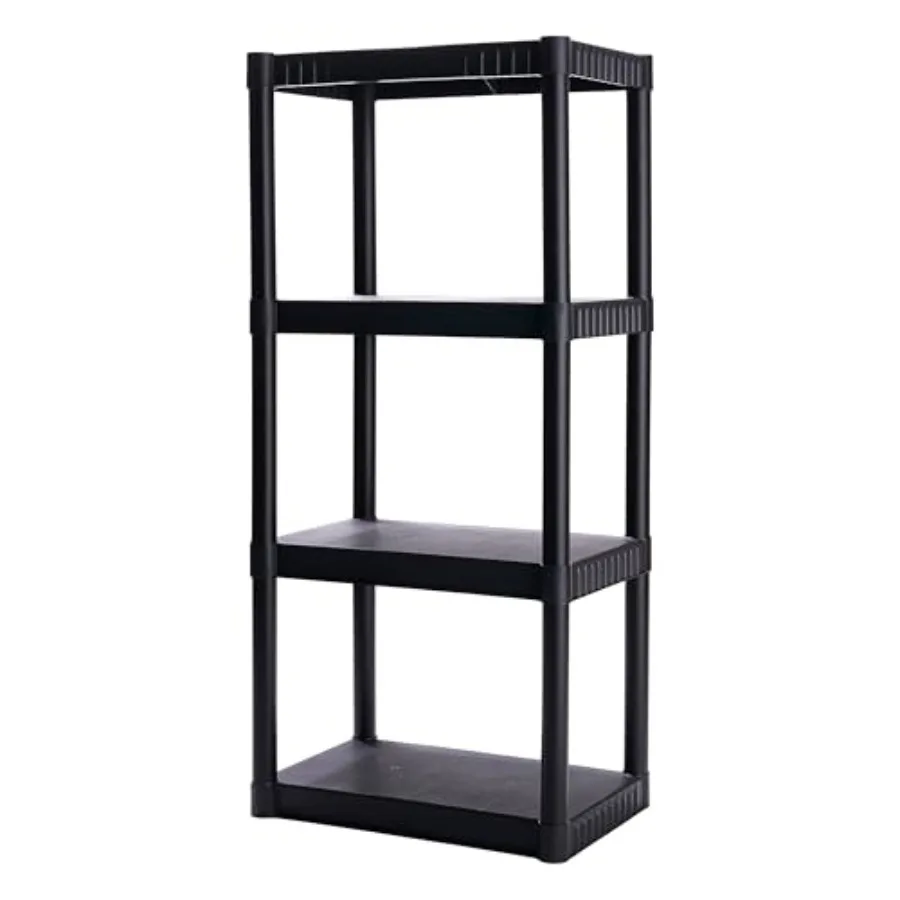

Пластиковые стеллажи для хранения с 4 полками, 48 x 23 x 14 дюймов, нагрузка до 200 фунтов, для кладовой, офиса, шкафа и гаража, легко собираются, прочные, пластиковые.