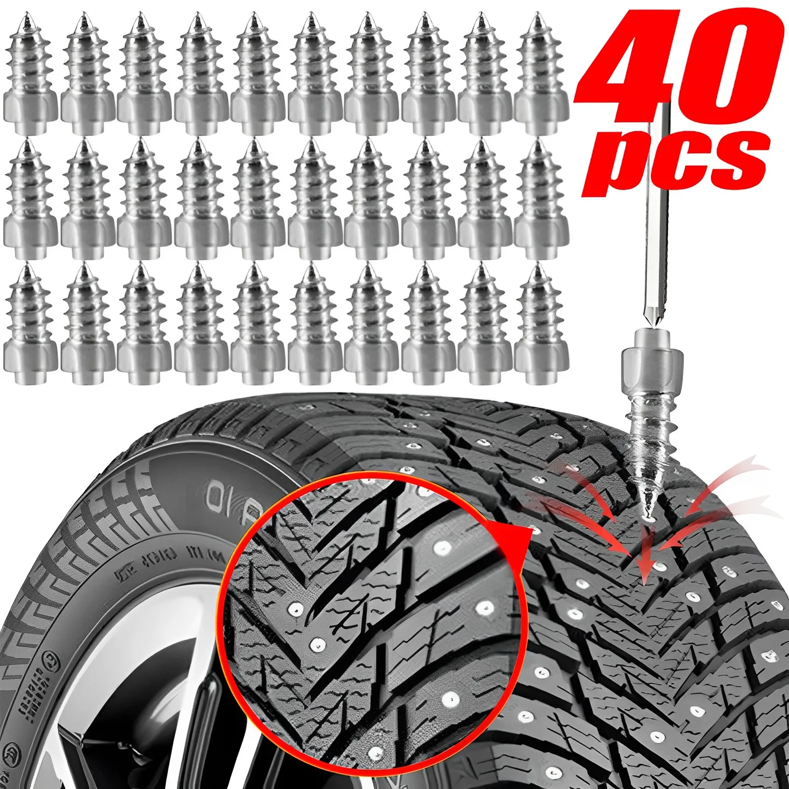 10-40pcs Car Tire Studs Winter Anti-Slip Screw Truck Off-road Motorcycle Wheel Tyre Anti-ice Spikes Universal Snow Tire Cleats