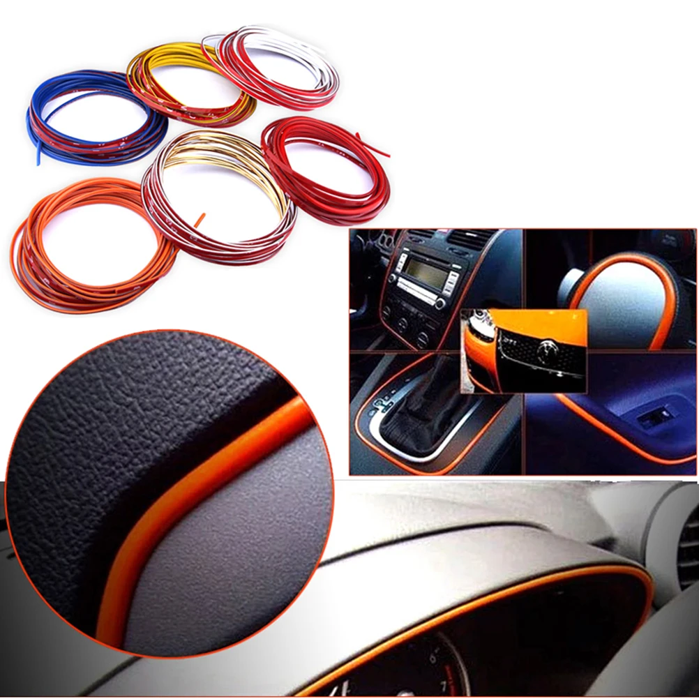 

4MM Body Trim Golden Car Decorative Strip Dashboard Damage Free Premium Material Super Elasticity Easy Installation Car Interior