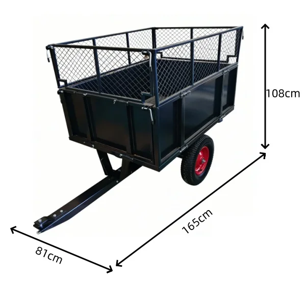 

Stainless Steel Tow-Behind Platform Dump Cart, 2 Tires Removable Sides Utility Trailer for Mowers, Tractors, ATV, UTV Tools