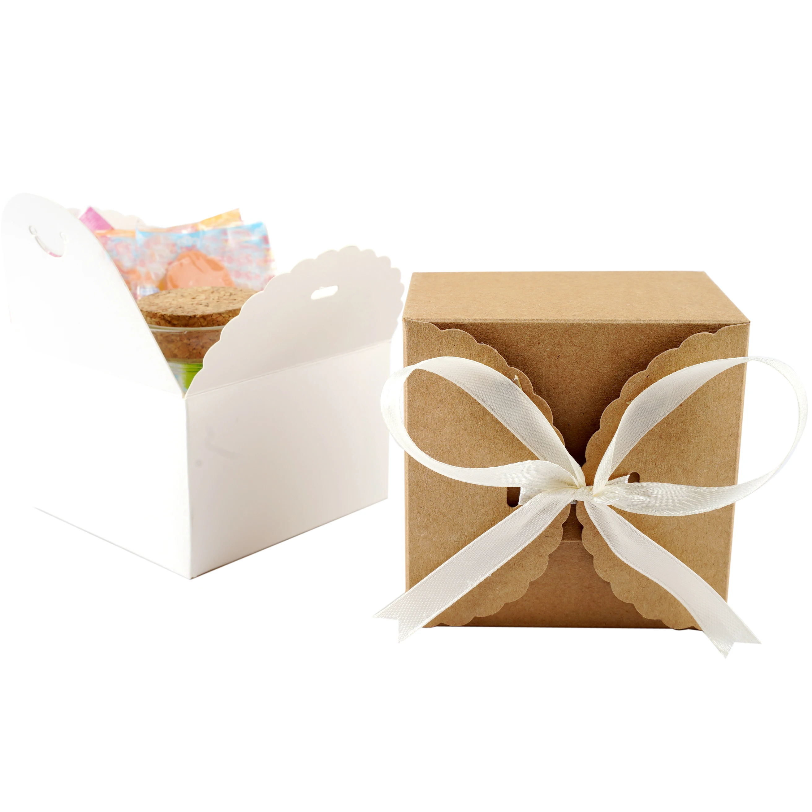 Wave Solid Kraft Paper Candy Box Wedding Favor Gift Box DIY Folding Packaging Bag Baby Shower Birthday Party Decoration 30Pcs