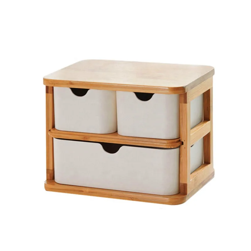 Desktop Bamboo Fibre Organiser Multi-Drawer Cosmetic Organiser Multi-functional Household Biodegradable Bamboo Wood Storage Box