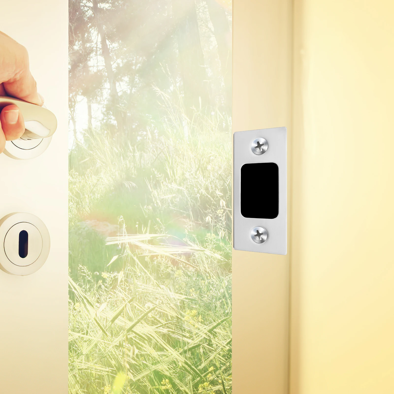 2 pezzi di catenaccio con piastra di presa in acciaio inossidabile, kit di rinforzo per porta di ricambio, aggiornamento di sicurezza per porta anteriore