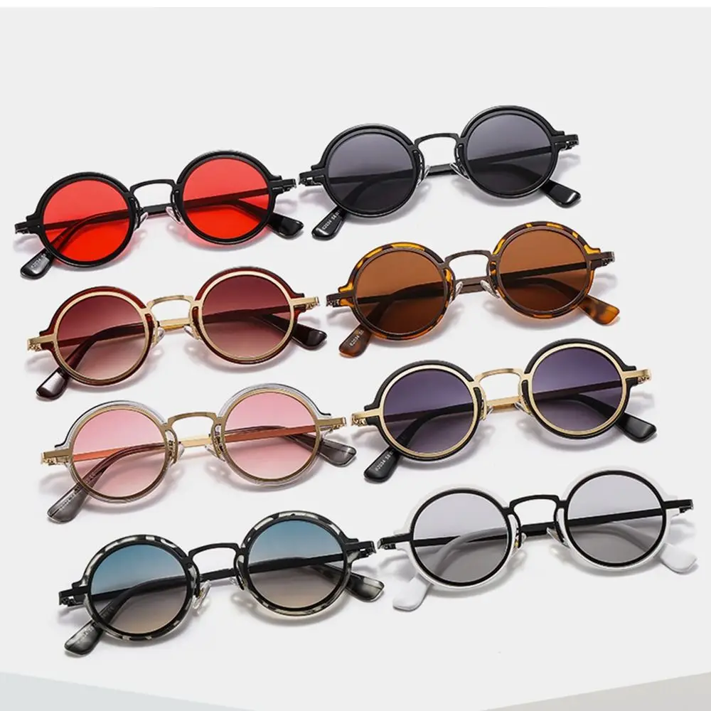 Retro Round Frame Sun Glasses Punk Style Sunglasses Hip-Hop Metal Frame Shades UV Protection Eyewear Motorcycle Eyeglasses