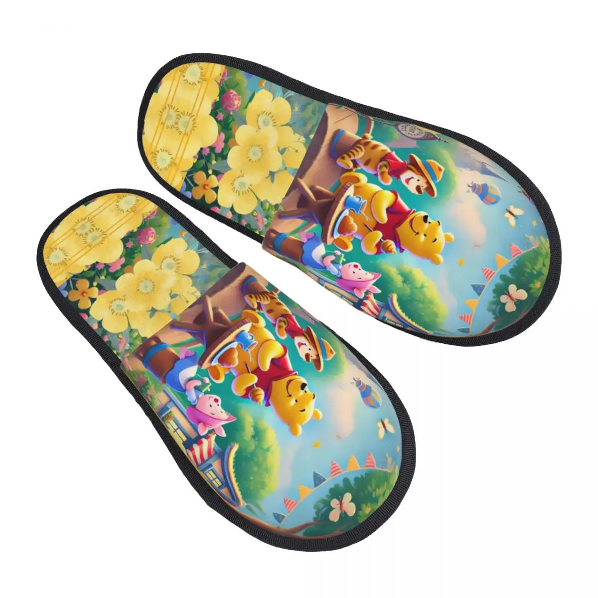 

Женские очаровательные домашние тапочки с принтом Винни-Пух, уютные теплые пушистые тапочки из пены с эффектом памяти желтого медведя, домашняя уличная обувь