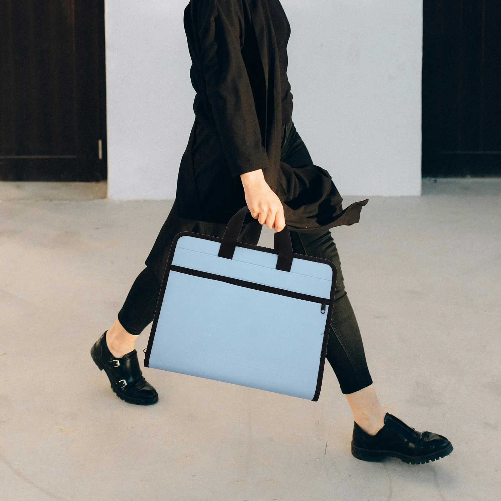 

1pc Expanding File Folder Large Capacity Accordion Organizer Portable Document Storage Bag For Receipts Papers Cards Legal Size