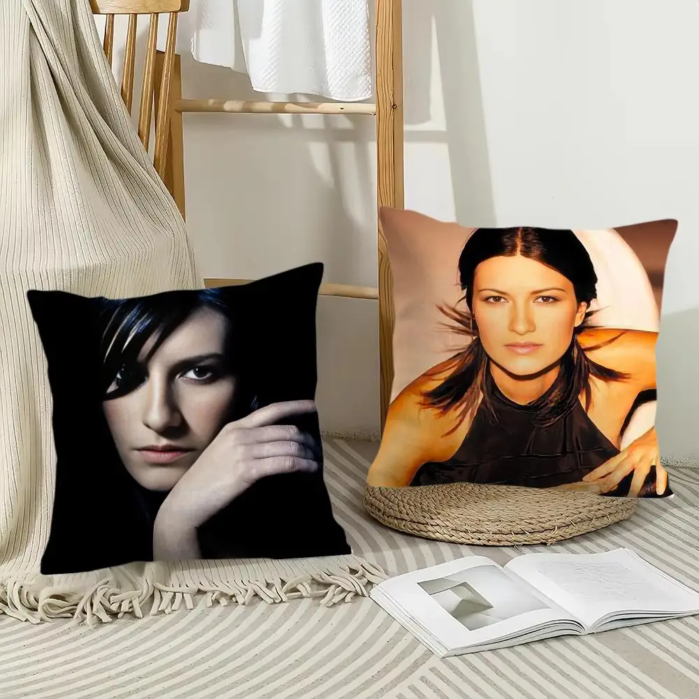Singer L-Laura Pausini Cushion Cover Pillow Case Short Plush Square Throw Pillow Covers Pillowcase Sofa Home Decor Gift