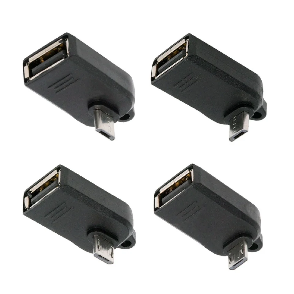 4pcs Type-B Mini USB 2.0 Male to OTG USB2.0 Type-A Female Adapter On-the-Go 90 Degree Angled for Phone Tablet Disk Keyboard Data