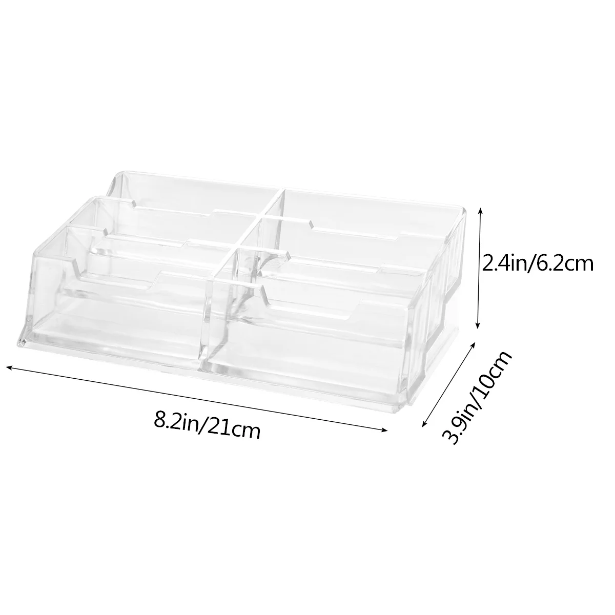 Six Slots Acrylic Business Card Holder Office Organizer Desktop Storage Box for Stickers Notes Photos Table Supplies