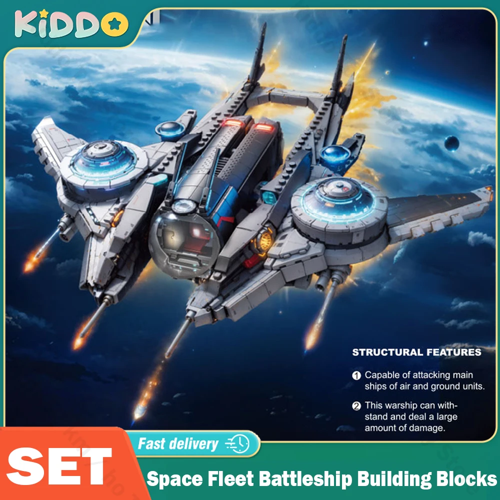 

Space Fleet Battleship Building Blocks Fighter Spaceship Science Fiction Technology Aircraft Model Block Boy Adult Birthday Gift