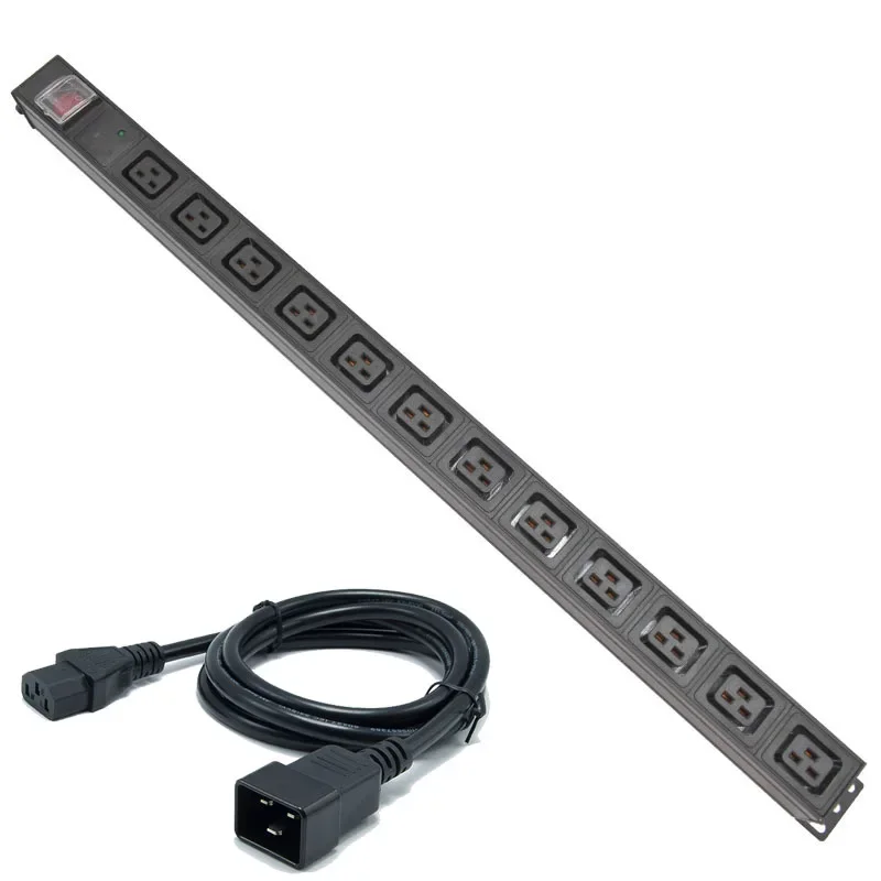 

PDU Power Strip C19 Socket Distribution Cabinet 12 Way Socket Break Switch Aluminum alloy shell C14 Interface SPD