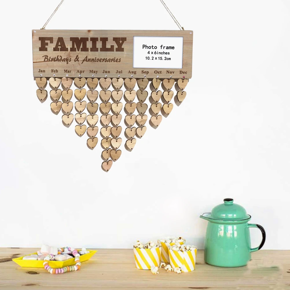 

Wooden Birthday Planner Board DIY Hanging Calendar Home Decor Gift Wooden Hanging Board For Family Anniversary