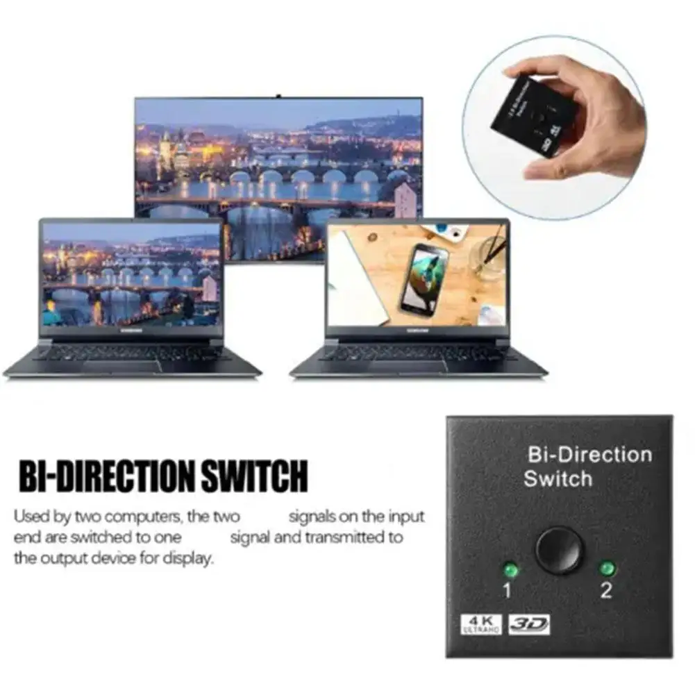 2-in-1 Out Switcher 2 In 1 Out Supports 4K Out Switcher HD Compatible Two-way Switcher HD For Windows/Linux Systems Accesso Q6G5