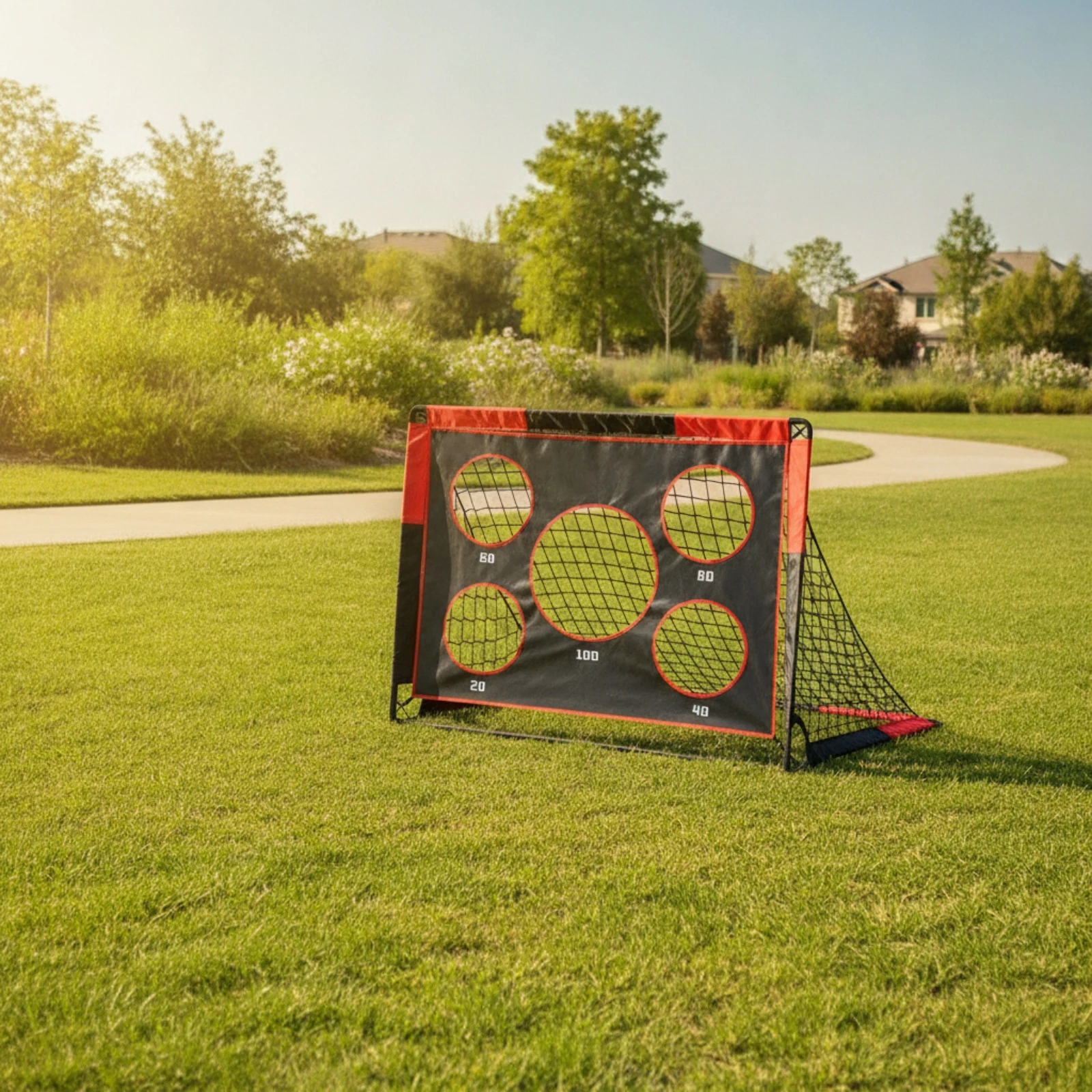 But de football avec panneau de cible, aide à l'entraînement de précision pour le football en extérieur, filet d'entraînement durable et résistant aux intempéries