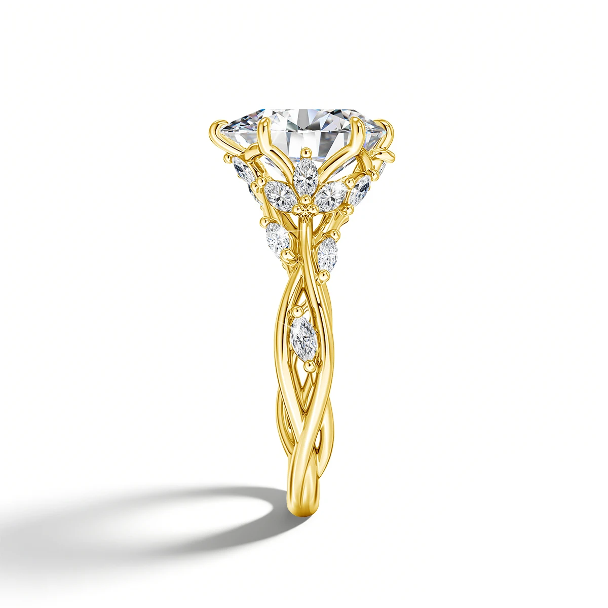 925 Sterling Silber Gedrehter Weinrebenring mit 2 Karat Oval Geschliffenem Moissanit, Brautschmuck, Damen Ehering, Verlobungsgeschenk – Detail 3