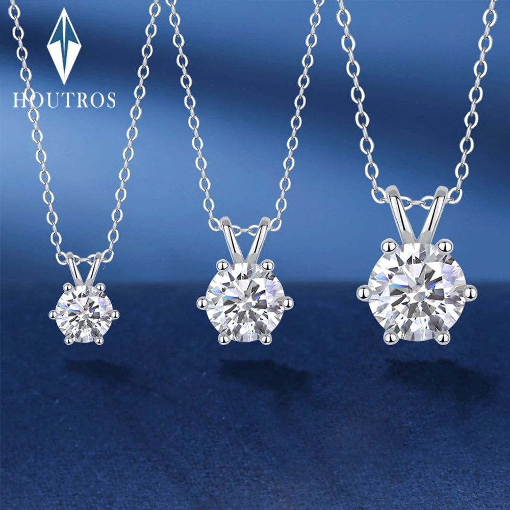 1-5CT D Color Moissanite Pendant Necklaces For Women Classic 6 Claws Lab Diamond Necklace 925 Sterling Silver Jewelry Wholesale