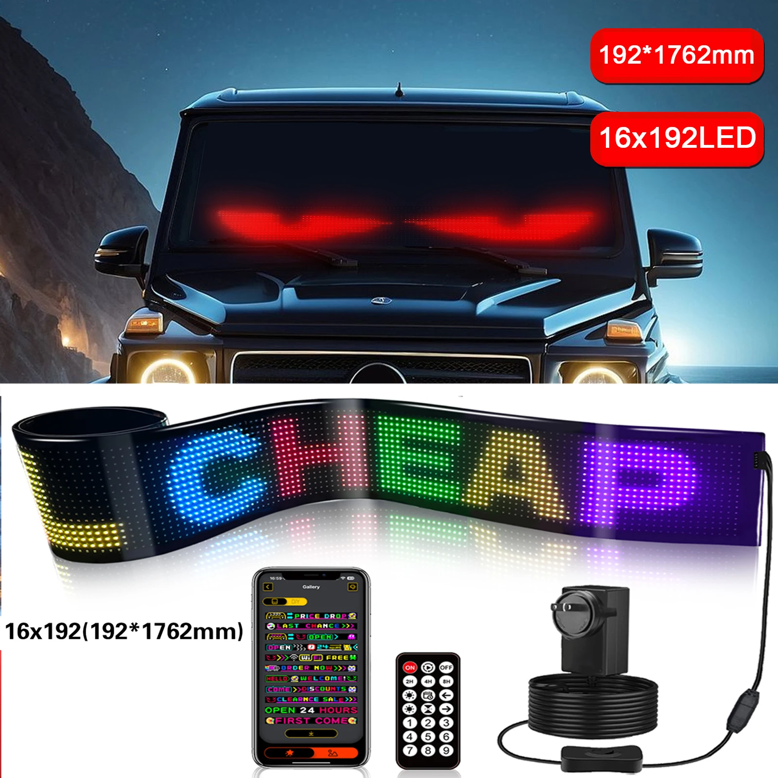 Large Size LED Matrix Pixel Panel USB 5V Flexible RGB Pattern Graffiti Scrolling Text Animation Display Car Shop Bluetooth APP