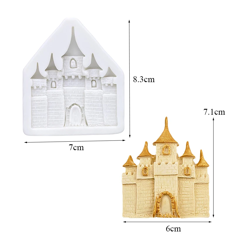 Schloss-Silikonform für Zuckerguss, Harzwerkzeuge, Cupcake-Backform, Fondant-Kuchendekorationswerkzeuge – Detail 8