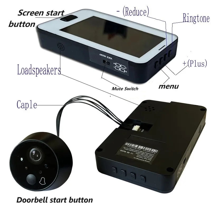 Imagem -05 - Ultra Ampla Vídeo Campainha Ângulo Peephole Visualizador Visão Noturna ir Câmera hd Olho de Gato Bell Porta Casa Inteligente 43