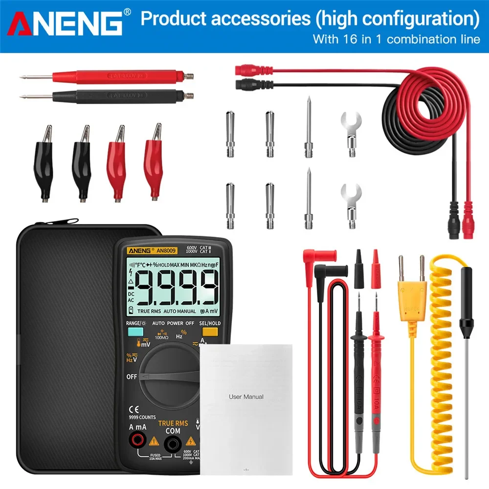 Digitale Multimeter Transistor ANENG AN8009 Testers Condensator True-RMS Tester Automotive Elektrische Capaciteit Meter Temp Diode