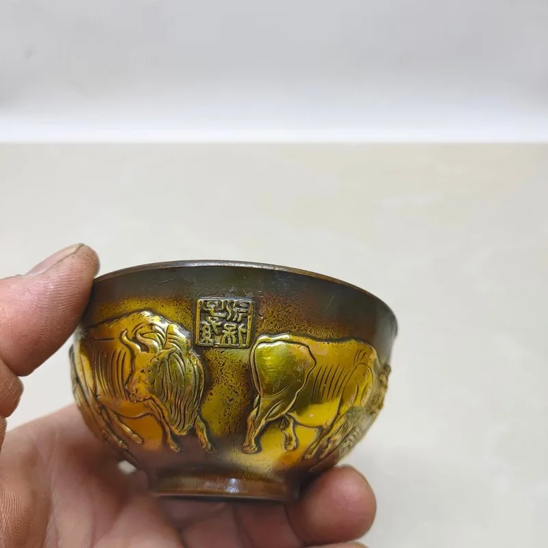 Copper Five-Bull Bowl Home Restaurant Tabletop Creative Metal Craft