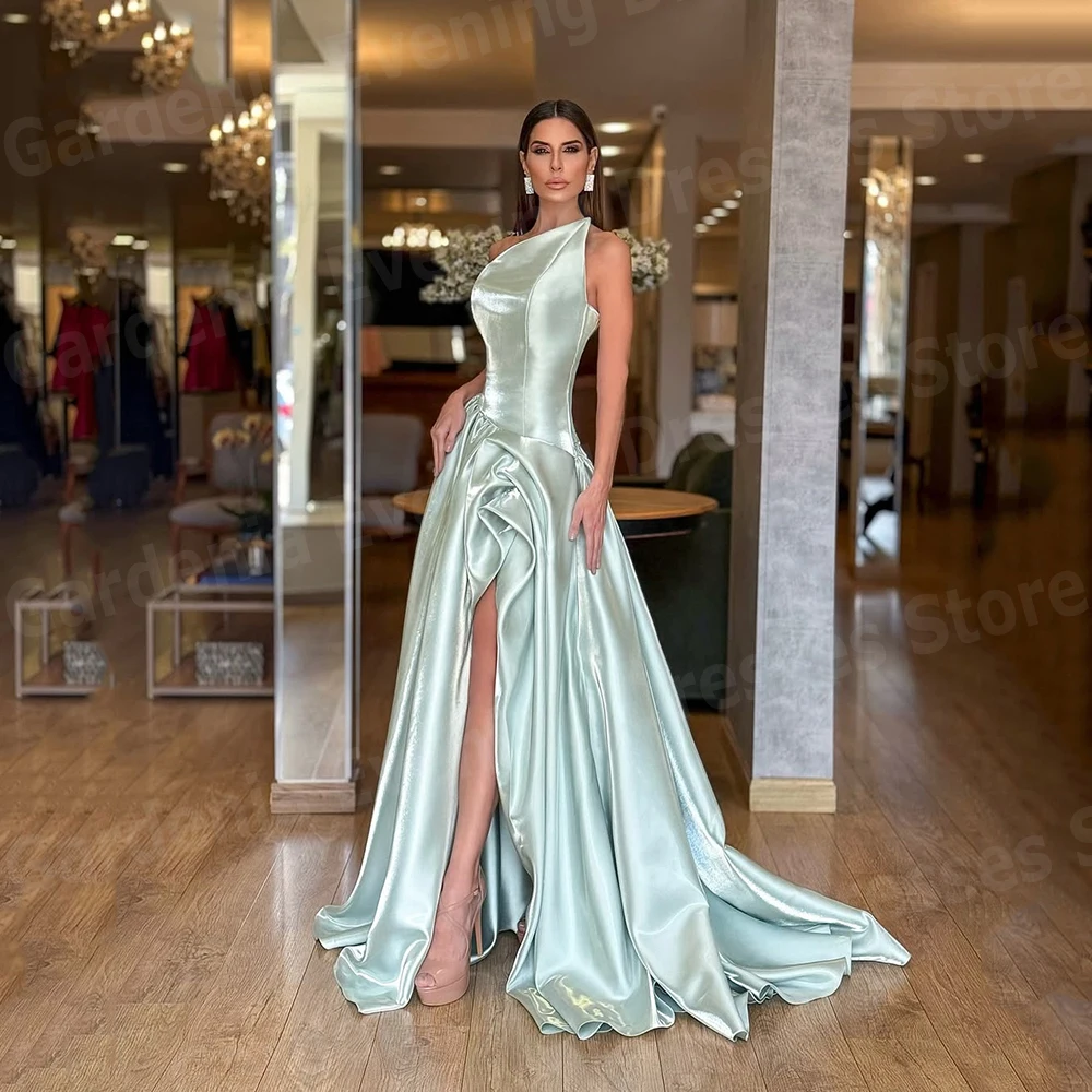 

Elegant A Line Women's Evening Dresses Sleeveless Prom Gowns Customized Sexy Side Slit فساتين للمناسبات الخاصة Robe De Soirée