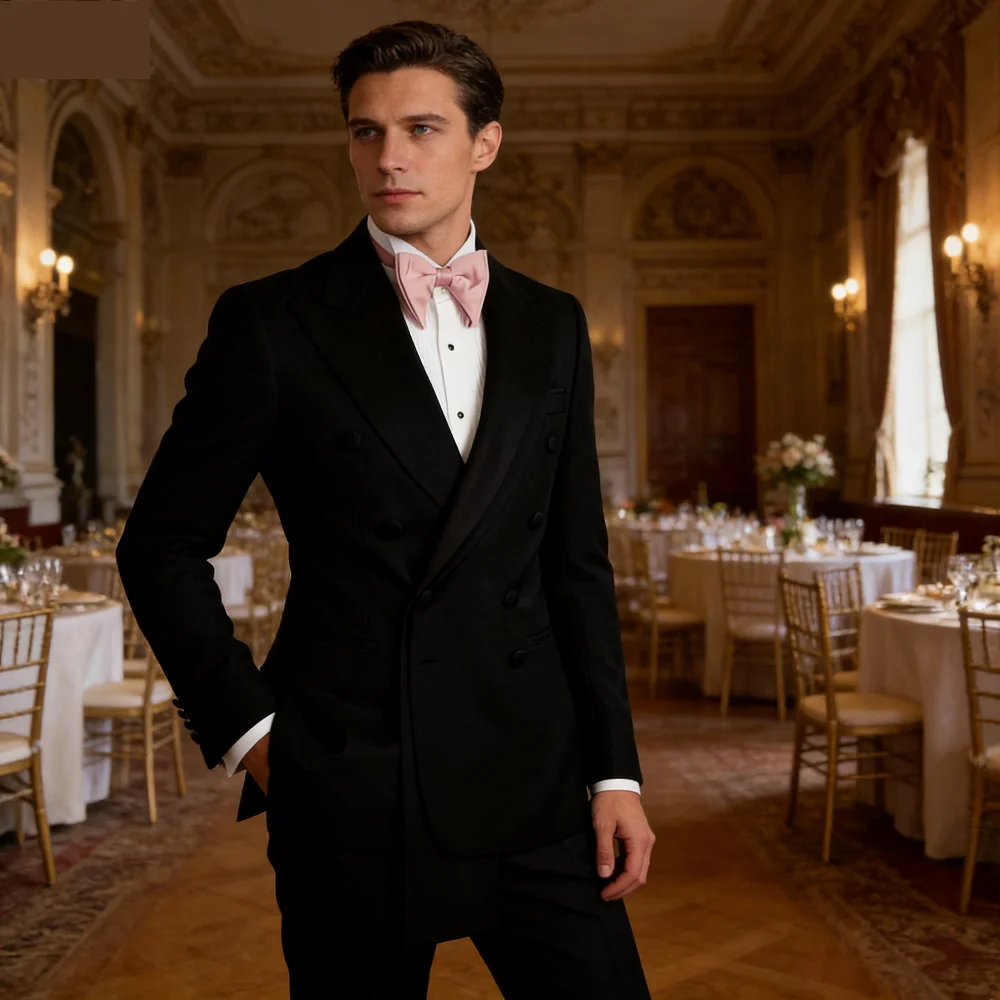 

Rose Pink 2-Piece Men's Tuxedo with Spacious Lapel for Wedding Banquet Party Formal Men's Clothing Custom-Made Di