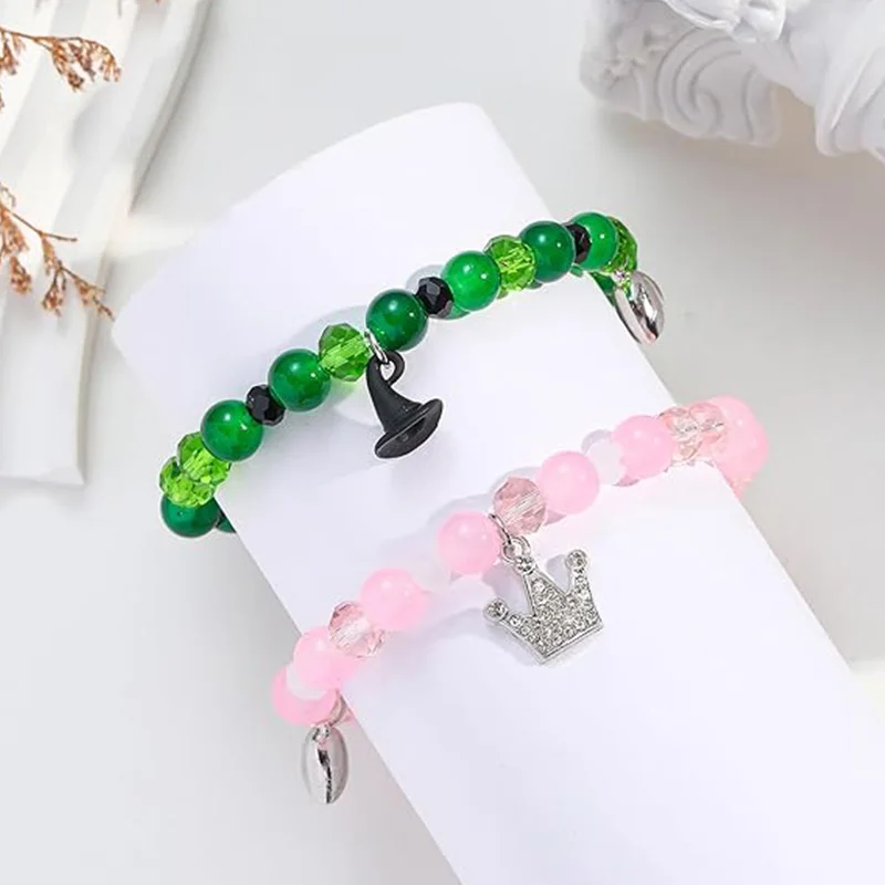 Wicked Couple Bracelets Friendship Matching Valentine's Day Gifts for Boyfriend Rhinestone Crown Witch Hat Heart Bracelet Women