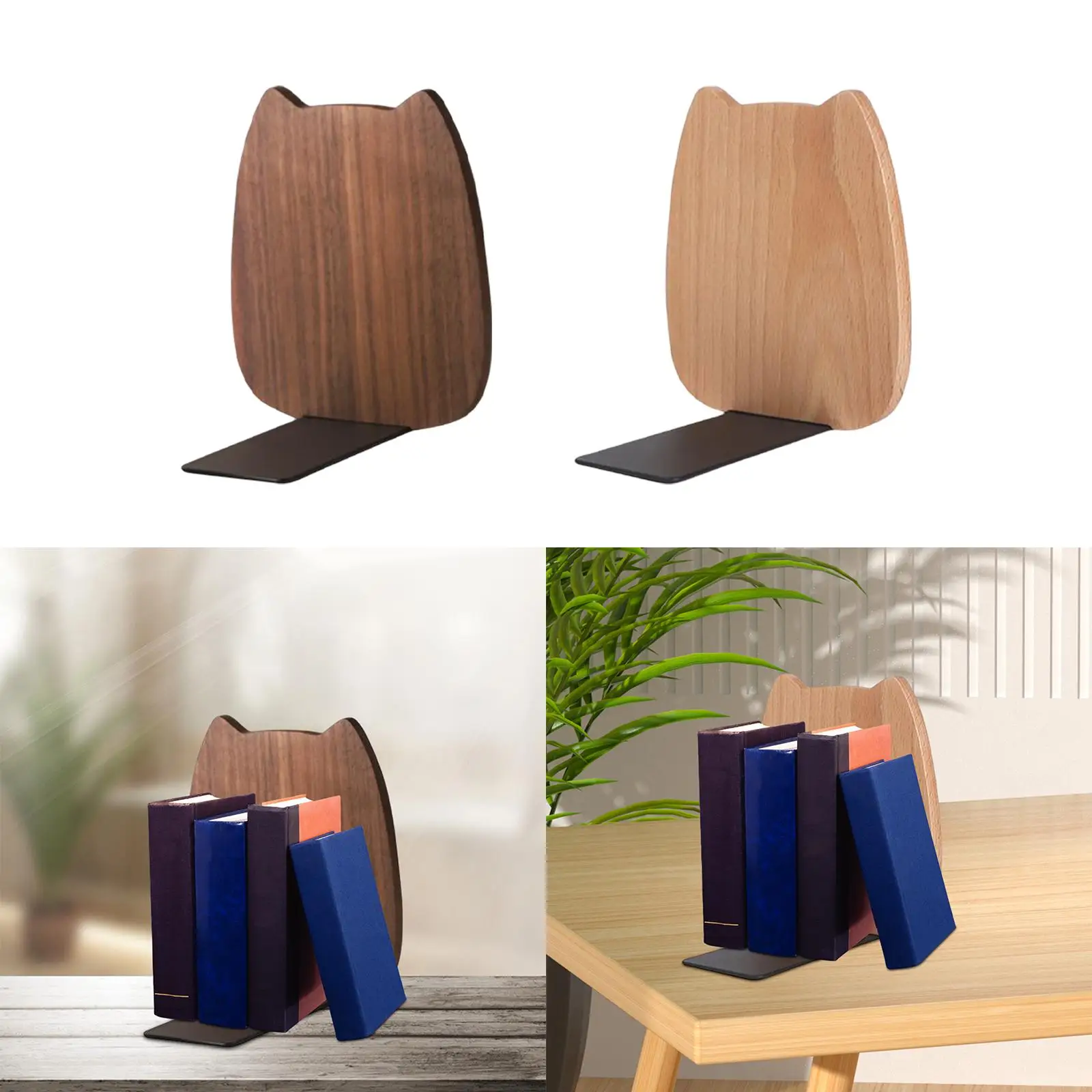 Wooden Bookends Wood Book Ends Wood Bookends for Shelves for Desktop Shelf