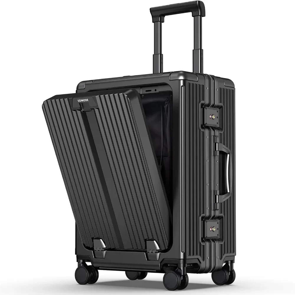 

Portable Carry on Luggage Airline Approved, Expandable Luggage for Trips, Practical Suitcase with Front Pocket ＆USB Port.