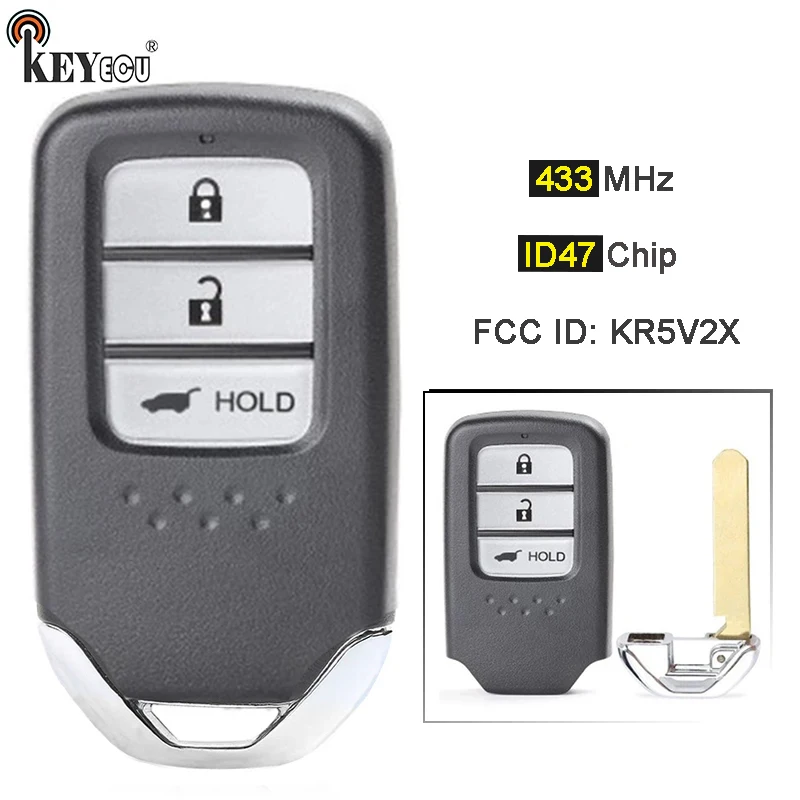 

KEYECU 434MHz ID47 FCC ID: KR5V2X Replacement 3 Button Remote Car Key Fob for Honda CRV 2018