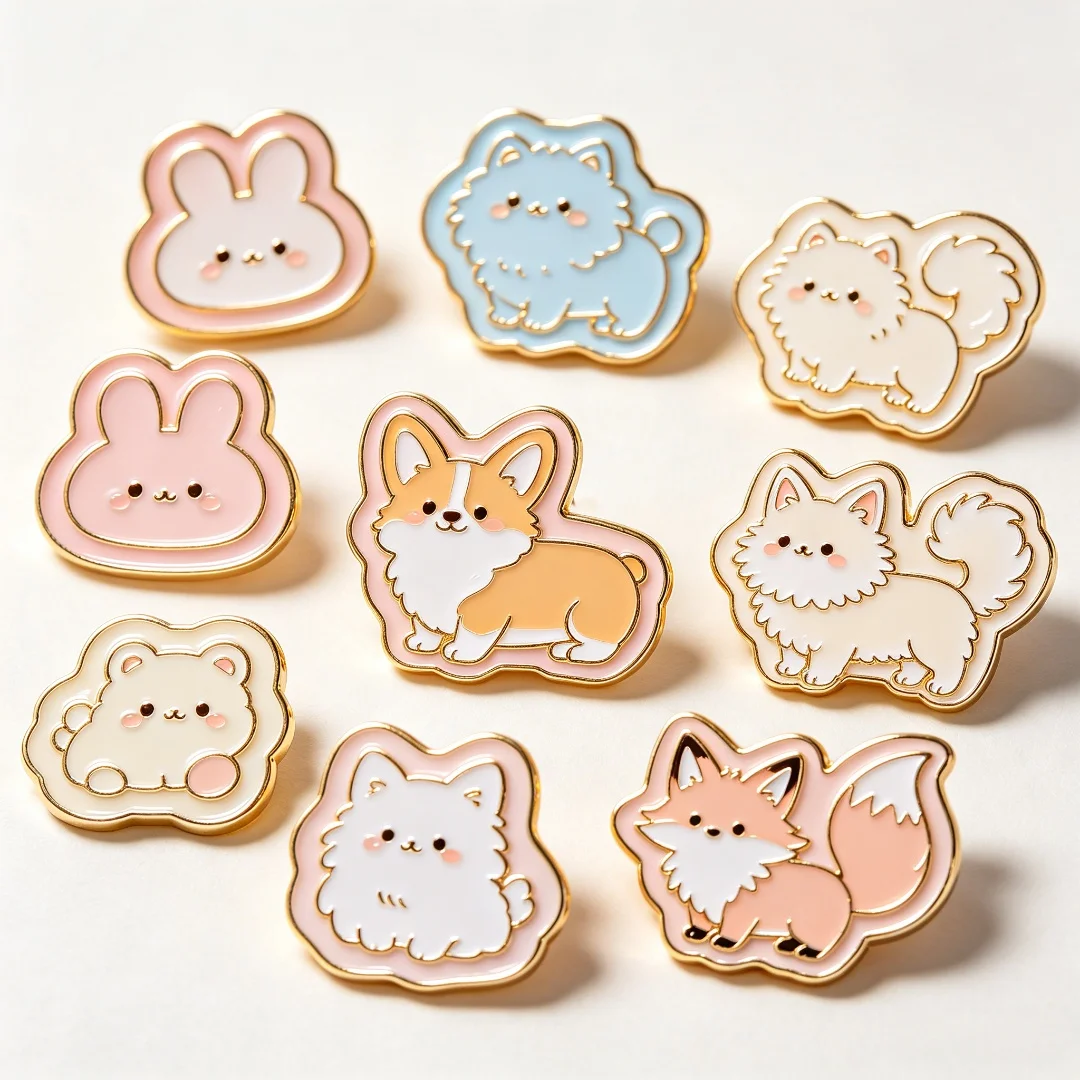 Cute Cartoon Animal Enamel Pins, Kawaii Cat Dog Rabbit Fox Lapel Badges, Metal Brooch Pin for Backpack Clothing Decor Gift - Detail 1